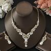 Ladies' Banquet Style Diamond Set Necklace Earrings Two Piece Set Wedding Party Women's Luxury Accessories