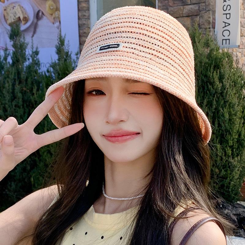 

Летняя шляпа женская вязаная дышащая шляпа-ведро модная и милая Сяоцин летняя солнцезащитная шляпа от солнца One Size