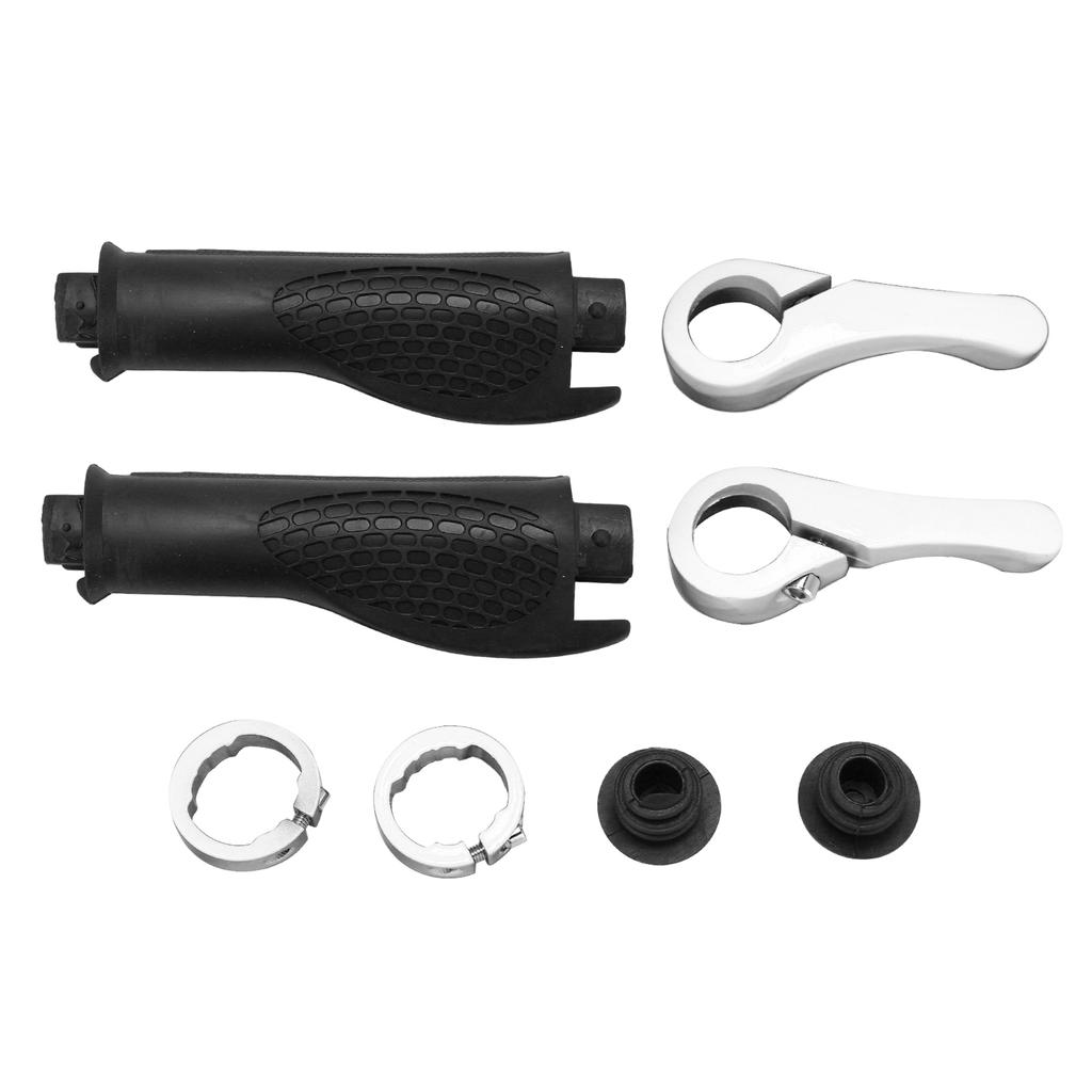 2PCS Bicycle Handlebar Grip Rubber Ox Horn Handlebar Cover for Mountain BikesWhite