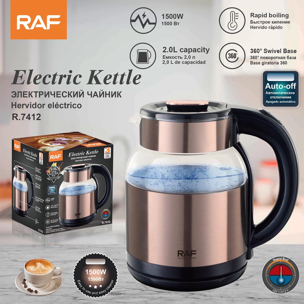 

RAF High Borosilicate 2L Glass Electric Kettle - European Standard Household Water Boiler