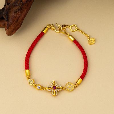 New Chinese Hammer Gourd Koi Gold Coin Vajra Pestle Red Transfer Hand Rope Adjustable Natal Year Red Rope Bracelet