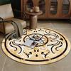 European Luxury Decorative Home Carpet Round Bedside Rugs for Bedroom Soft Carpets for Living Room Marble Pattern Non-slip Mats