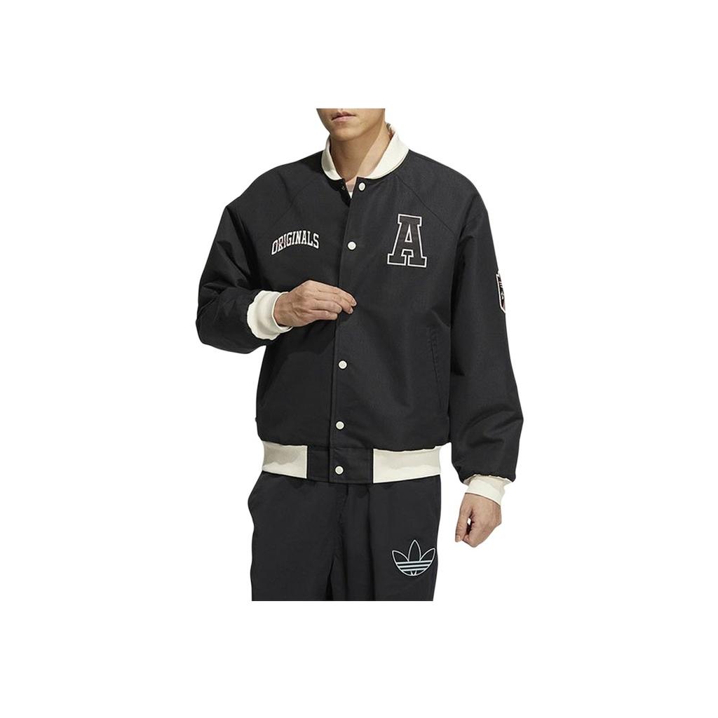 Adidas Originals Trefoil Sports Lifestyle Series Brand Logo Stand Collar Weave Baseball Jacket Men Jacket Black HY7223