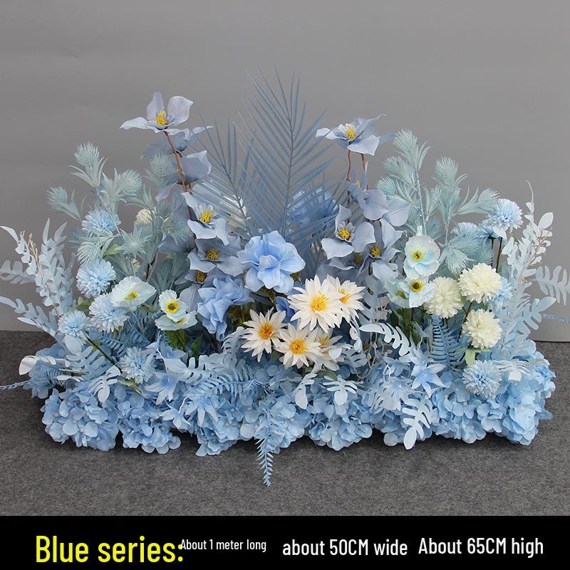 Blue Artificial Flower Row for Wedding Aisles and T-stage Decorations