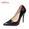 Móda Aphixta Nové 4,72palcové super vysoké jehlové podpatky lakovaná kůže dámské lodičky barevné oficiální boty se špičatou špičkou plus velká velikost 49 50