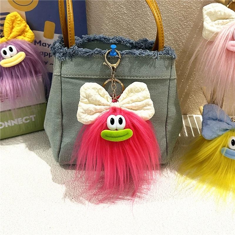 

1PC Cute Bowknot Sausage Mouth Plush keychain,Funny Sausage Mouth Plush Bag Pendant Cartoon Fried Doll Keychain Toy червоний