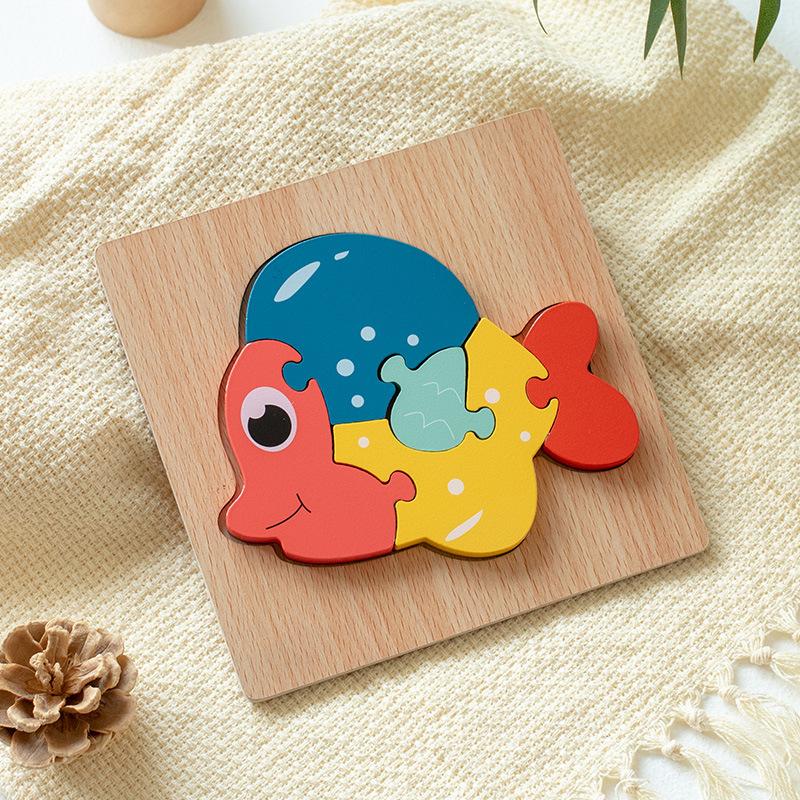 Non-Toxic Wooden Puzzle Montessori Animals Cartoon Colorful Learning Education Toys Tangram Jigzaw Cognitive Wood For Children Kids Gifts