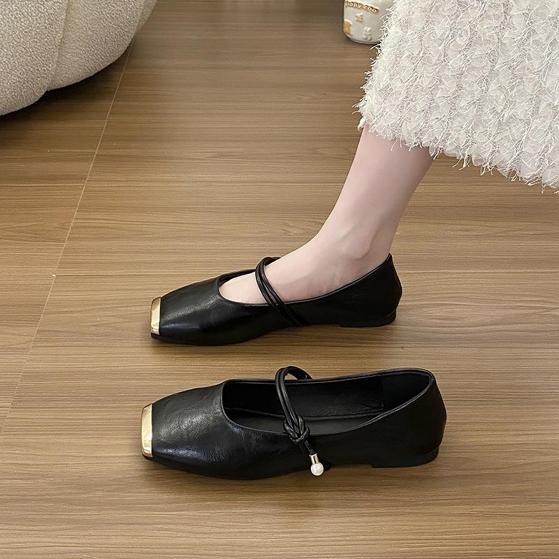 

Mary Jane women s shoes new shoes black leather shoes beautiful square head single shoes women s flats 40 чёрный