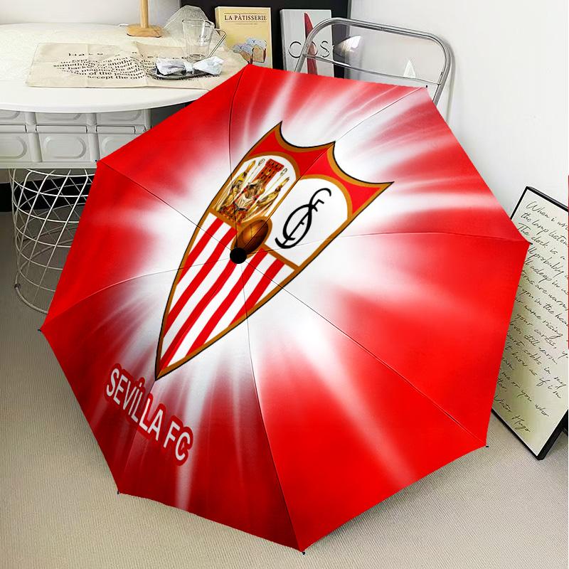 Football Sevilla Artwork Automatic Folding Umbrella - 8-Rib Travel Umbrella with Auto Open/Close & Portable Gifts for Holidays or Birthdays