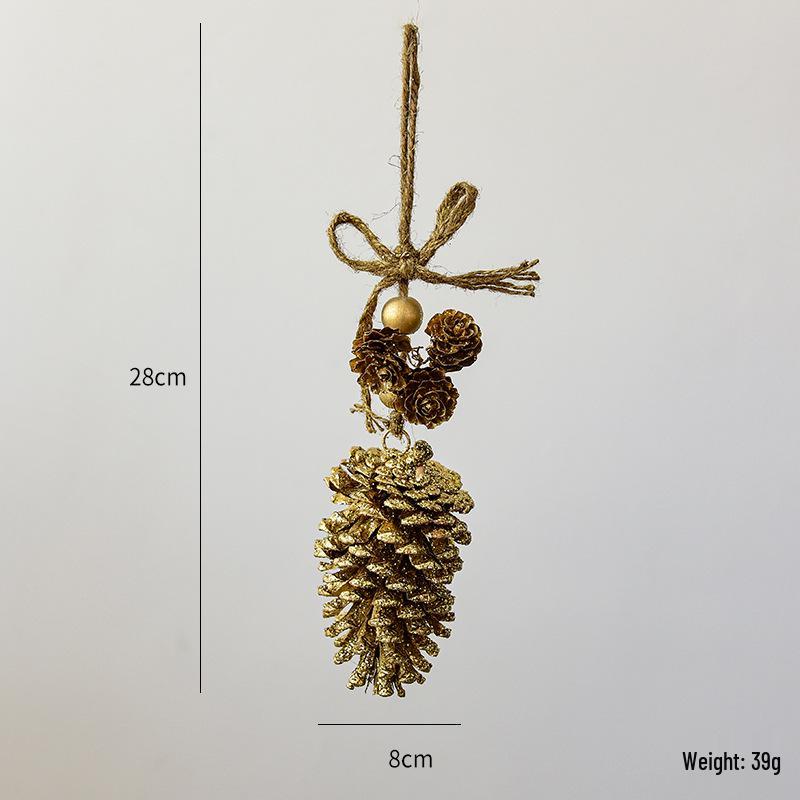NUCHI Christmas Pine Cone String Ornaments & Wooden Bell Wind Chimes Decorations