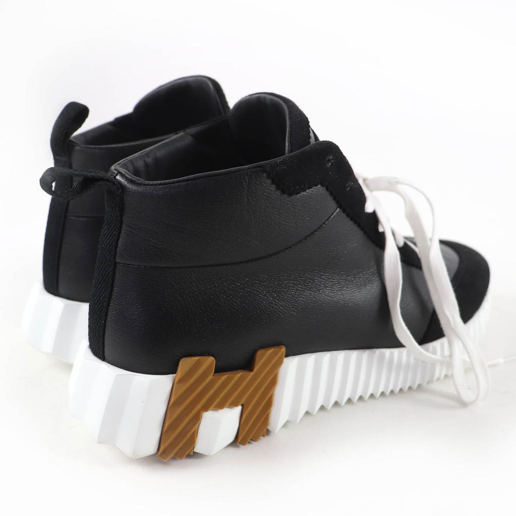 Great HERMES High cut sneakers hip hop H logo lace-up leather black Women 37 Used
