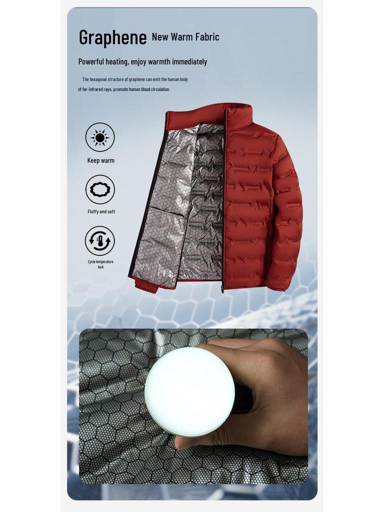 Men's Lightweight Graphene Down Jacket - 80% White Duck Down, Warm and Casual