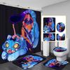 Character Print Bathroom Mat And Shower Curtain 4-Piece Set