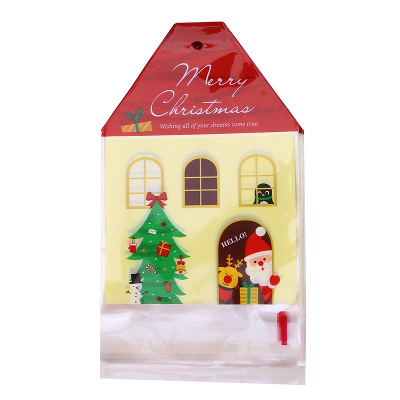 

50 шт. Рождественские пакеты для конфет, подарочная коробка Санта-Клауса, пакет для упаковки печенья своими руками, украшение для рождественской вечеринки, новогодний подарок для детей 11cmx15.5cm