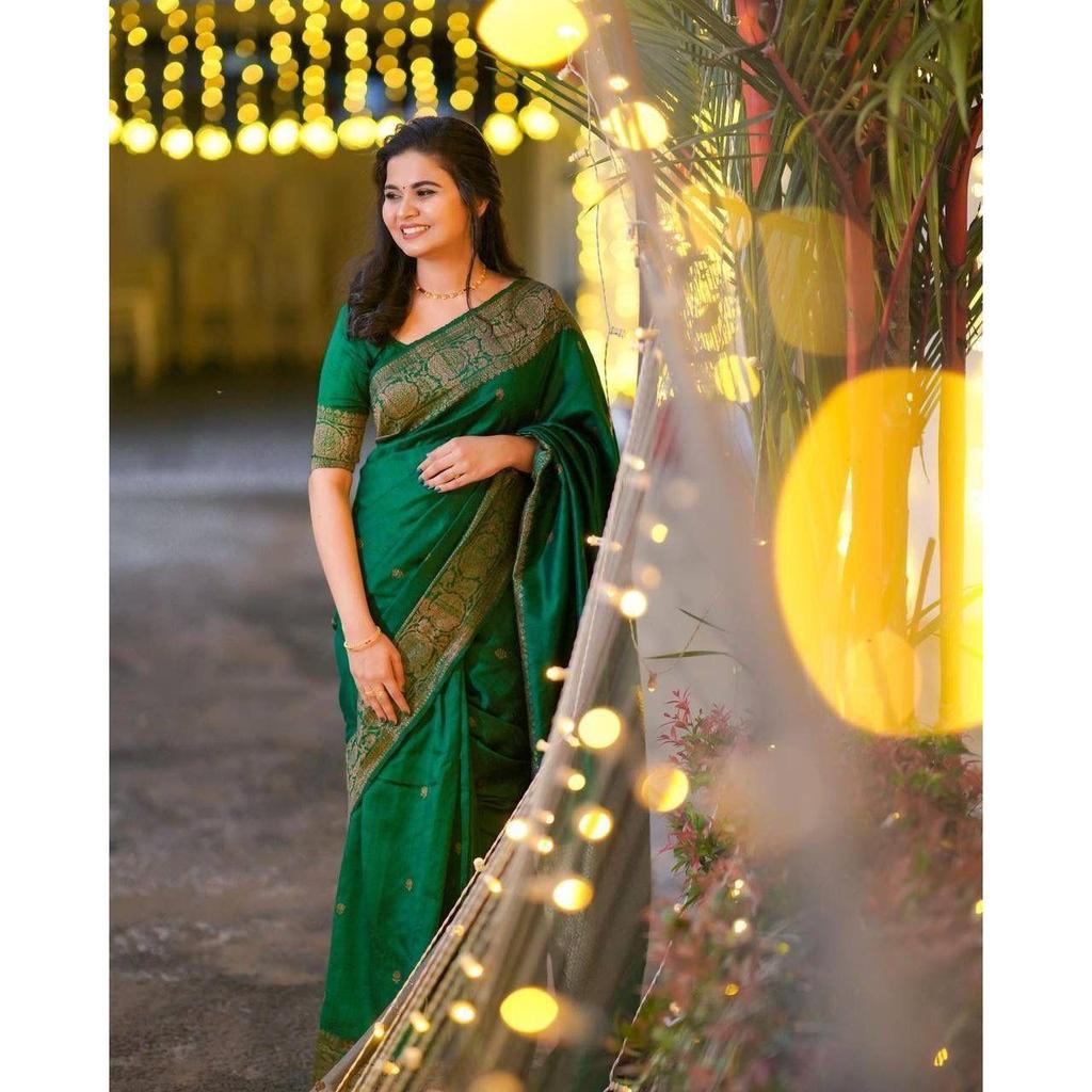 Silk Saree from the ALMAARI Store Is Adorned with Beautiful Zari Work In Form of Traditional Motifs.