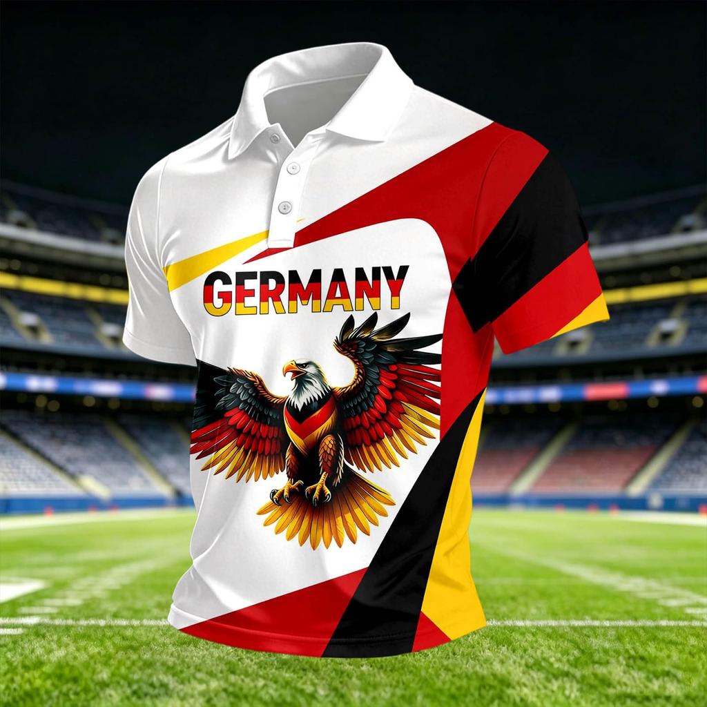 Men's Casual Printed Crew Neck Lightweight Breathable Polo Short Sleeve Shirt Suitable for Everyday Wear and Outdoor Activities