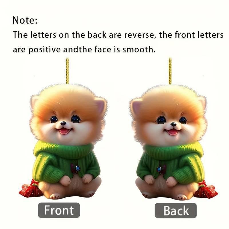 Dog Charming Plush Pendant Acrylic Car Rearview Mirror Decorative Piece Hanging