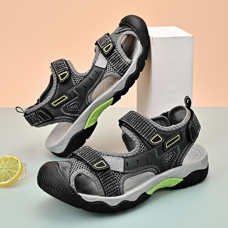 

Новые летние мужские сандалии для отдыха на природе, повседневная обувь в римском стиле, сандалии для ходьбы, плоские нескользящие кроссовки, мужские пляжные сандалии, большой размер 39-46 46 серый