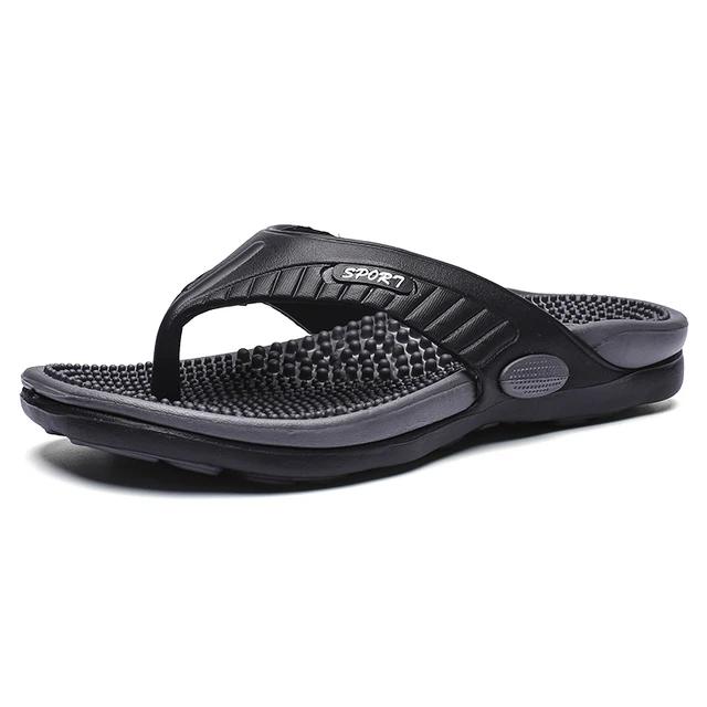 Massage Flip Flops for Men Summer Breathable Beach Shoes Sandals Luxury Flip Flops Breathable Men s Slippers 40 чёрный
