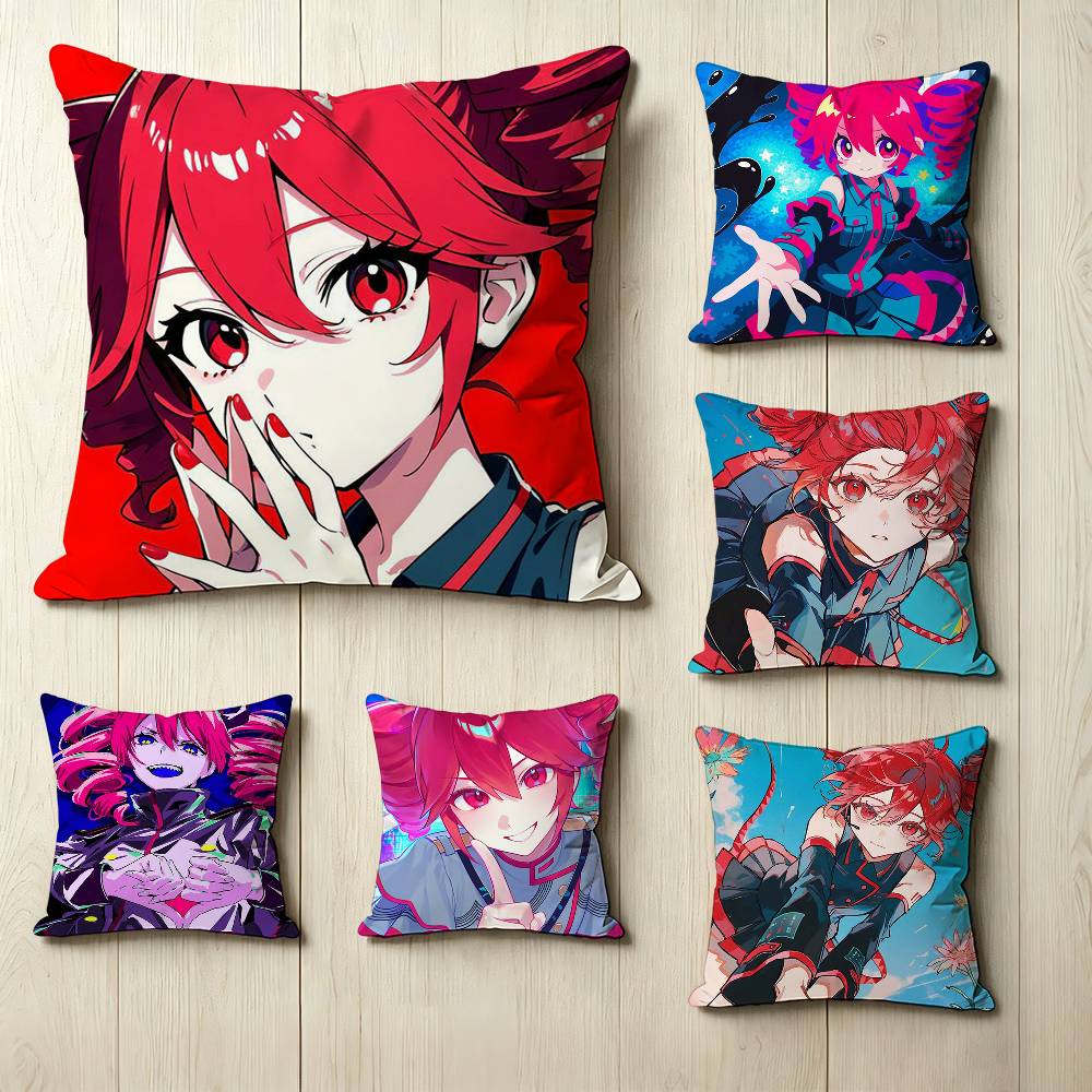 Cute Virtual Singer KKasane TTeto Pillow Case Square DoubleSided Sofa Cushion Cover Bedroom Bedside Pillow