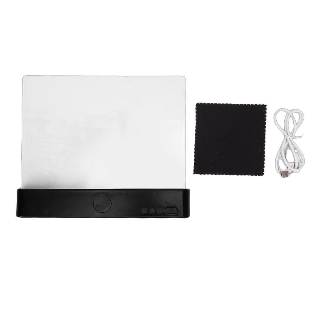 Full Page Book Light USB Rechargeable LED Flat Reading Light with 3 Colors Timer Dimmable Panel Plate Lamp Black