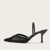 Mesh Brand Sandals Women Pumps Pointed Toe Elegant Slingback High Heels Female String Bead Designer Banquet Wedding Dress Shoes