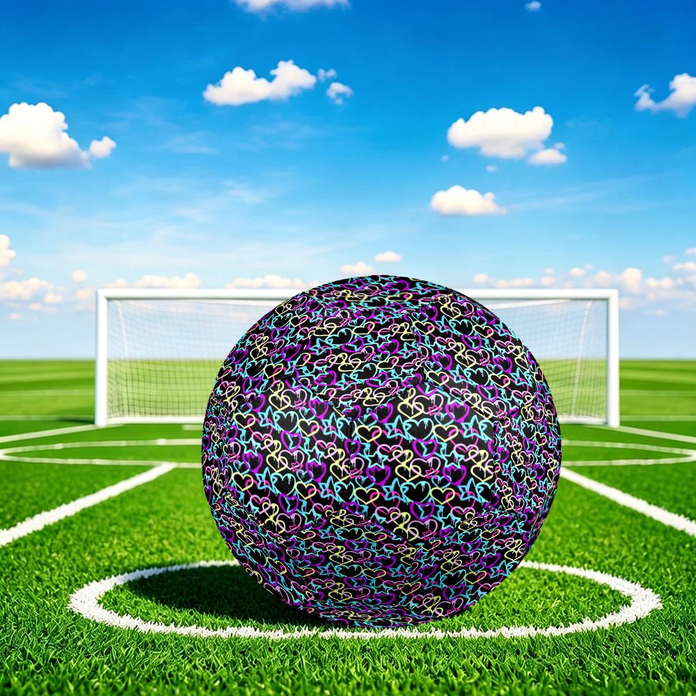 1pc Neon Hearts Stars Size 5 Soccer Ball Professional Match Training Football Indoor &Outdoor Sports Ball Lightweight Durable m6539