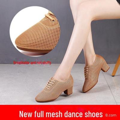 Women's Professional Oxford Cloth Latin Dance Shoes - Soft Sole, Black & White, Ideal for Teachers & Square Dancing