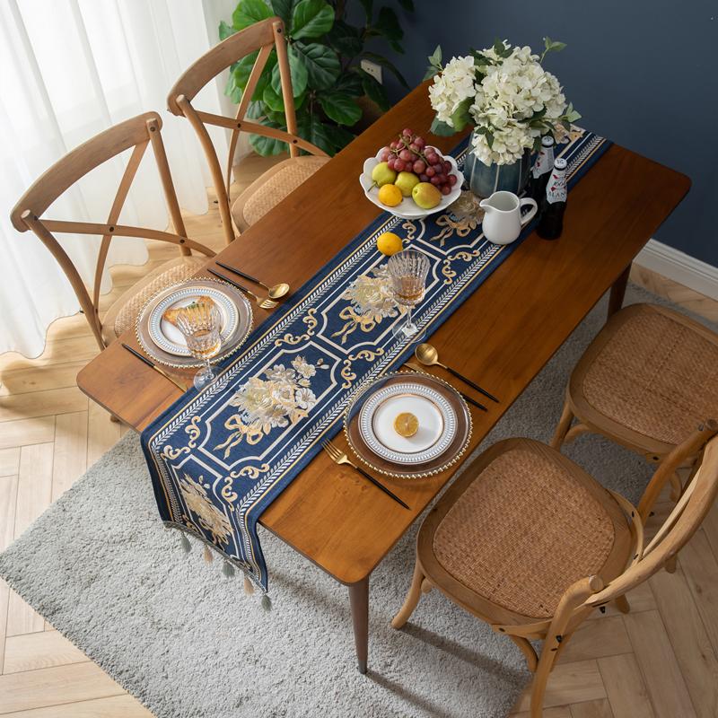 American Retro Jacquard Table Runner Dining Table Cloth Tea Table Cabinet Decorative Strip