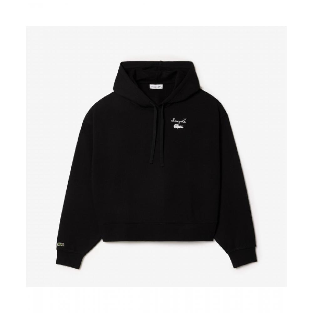 Lacoste Women S Graphic Point Hooded SweatShirt [black]