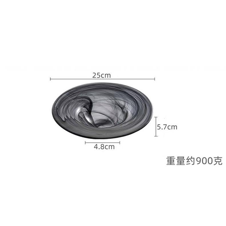 Creative Large Round Salad Bowl Glass Fruit Plate Home Decor Desktop Display