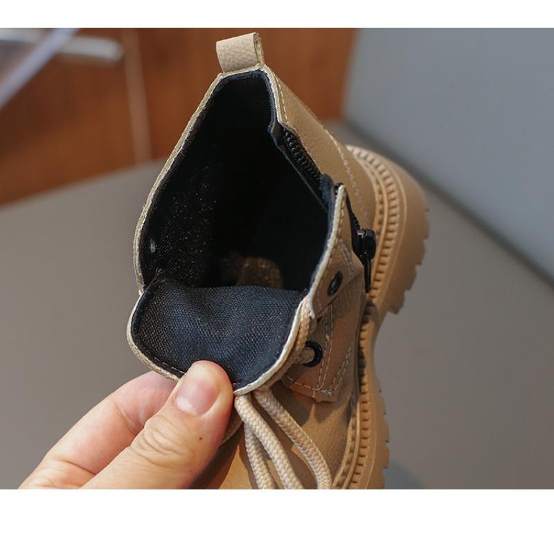 Autumn Children's Leather Boots, Minimalist Versatile Ankle Boots, Boys' Leather Short Boots, Soft-Sole Baby Yellow Boots, Unisex Kids' Shoes.