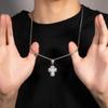 Hip hop T square cross pendant necklace copper inlaid zircon street trend brand niche