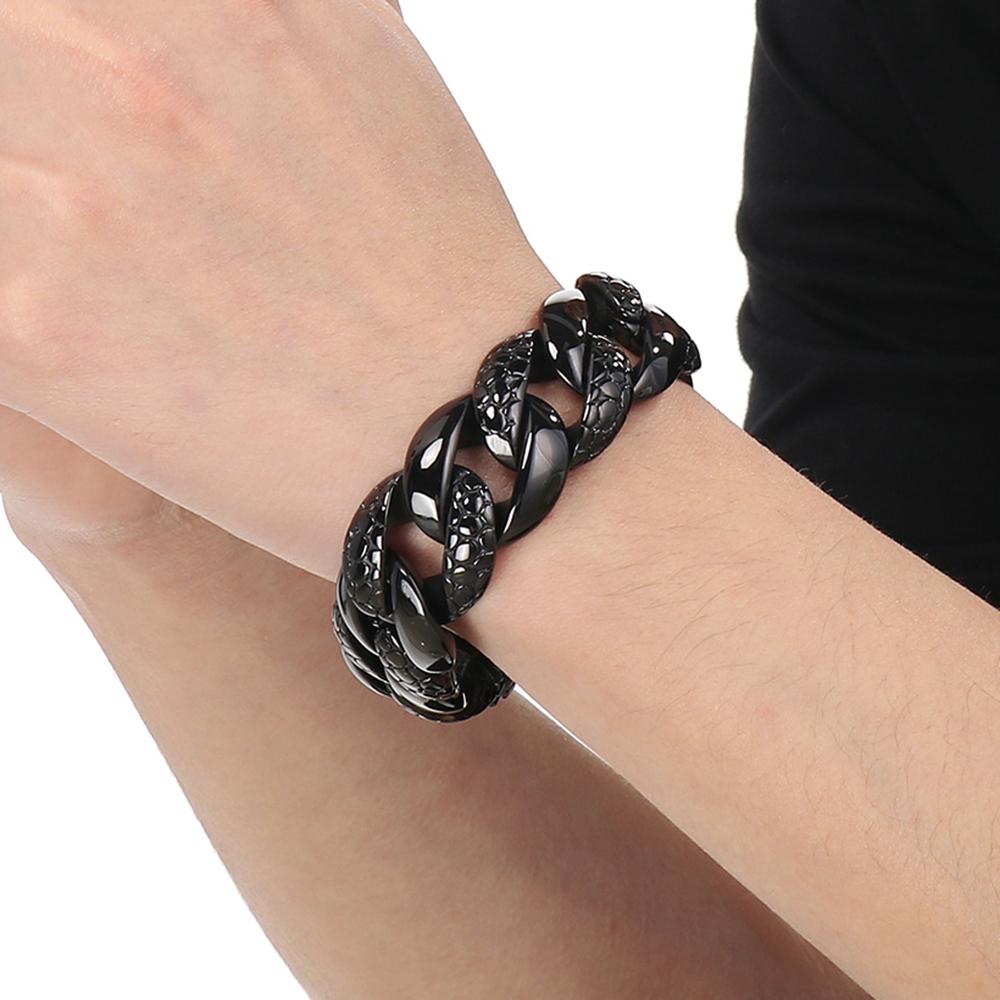 25MM Thick Snake Cuban Link Bracelet for Men Heavy Duty Stainless Steel Hip Hop Chain Bracelet Man 9.06" Biker Punk Jewelry Gifts