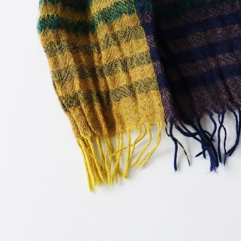 Used Pal'las Palace Nume Cotton Wool Color Striped Stole\Navy Shawl Large Fringe [2400015059693]