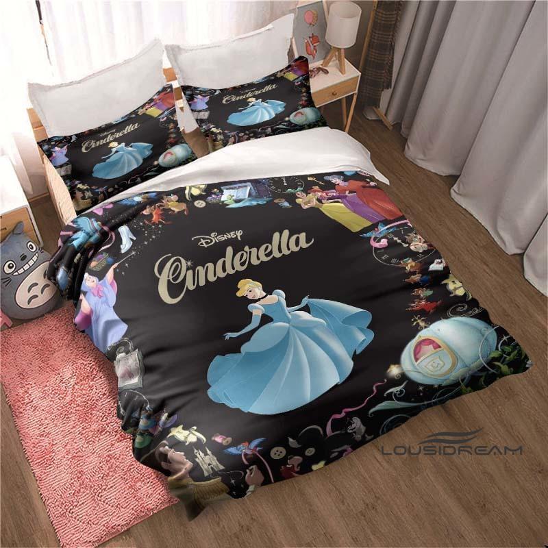 Cinderella-themed Duvet Cover and Pillowcase Bedding Set, Perfect for Boys' and Girls' Bedrooms, A Cartoon-themed Children's Gif