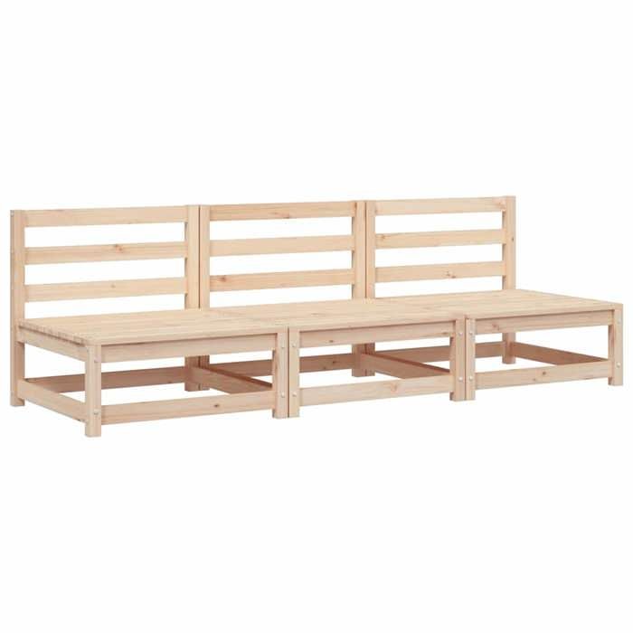 VidaXL Canapés de Jardin sans Accoudoirs 3 pcs, Sièges avec Dossier, Meubles de Terrasse Patio Arrière-cour Extérieur, Bois 837928