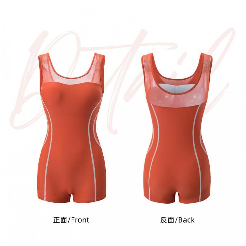 One-piece Swimsuit Women's Boxer Sports Conservative Student Swimming Pool Hot Racing Large Size Suit