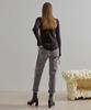 ETMON Slit Sleeve Side Strap Knit Top Black