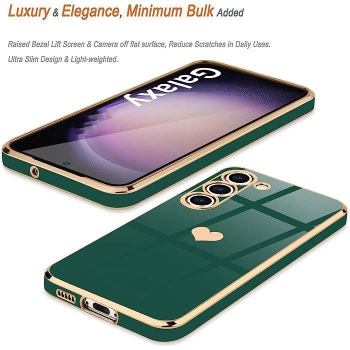 Coque de protection - BOOLING - Samsung Galaxy S24 FE - Souple - Motif Cœur - Vert Nuit