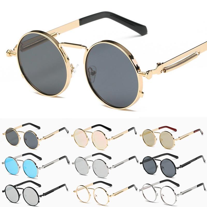 Vintage Retro Round Steampunk Sunglasses With Metal Frame And Uv400 Protection For Men And Women