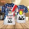 Custom Name Softball T-Shirt, American Flag Design, Sports Fan Tee