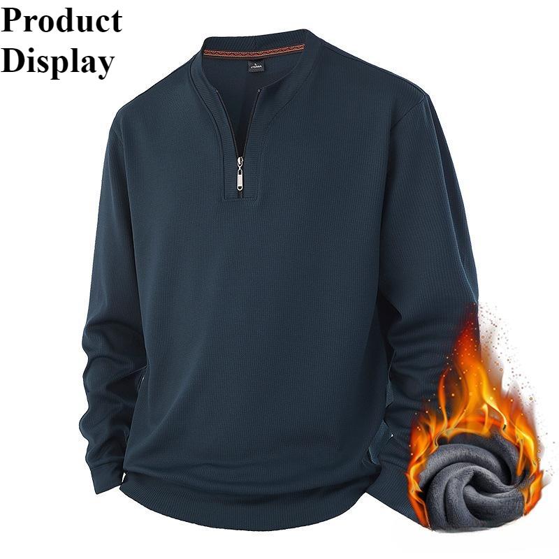 Men's Padded Warm Fashionable Versatile Large Size Heavyweight Sweater Soft Quality Fabric Round Neck Design Loose Casual Sports Long Sleeve