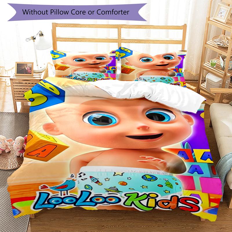 3pcs CoComelon Bedding Set Duvet Cover Closure Includes 1 Duvet Cover & 2 Pillowcases, Soft and Comfortable for All Seasons.