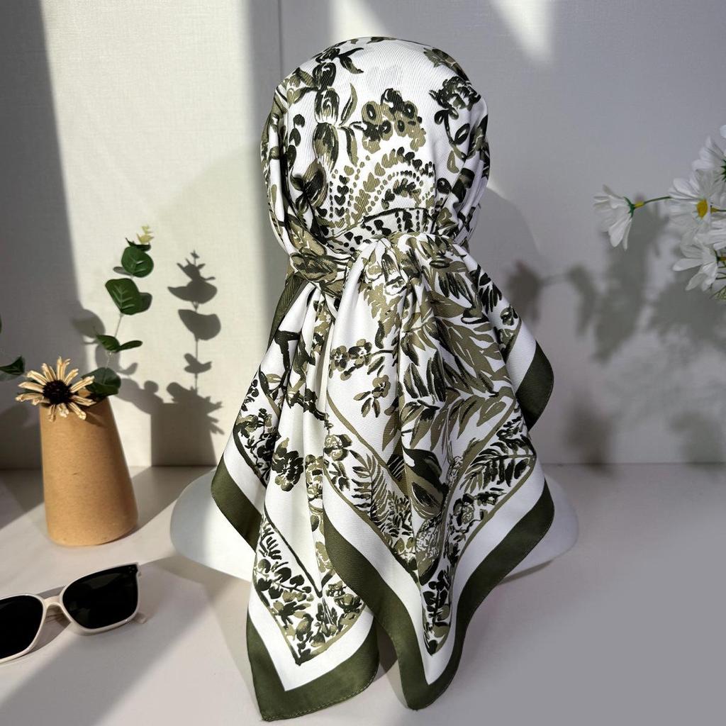 Autumn/Winter 90x90 Large Silk Square Scarf: Sunshade, Head Wrap, Versatile Neck Scarf, Print Shawl, Four Seasons Accessory.