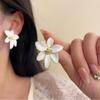 White Color Flower Big Petals Stud Earrings for Women Bohemian Alloy Statement Punk Simple Jewelry