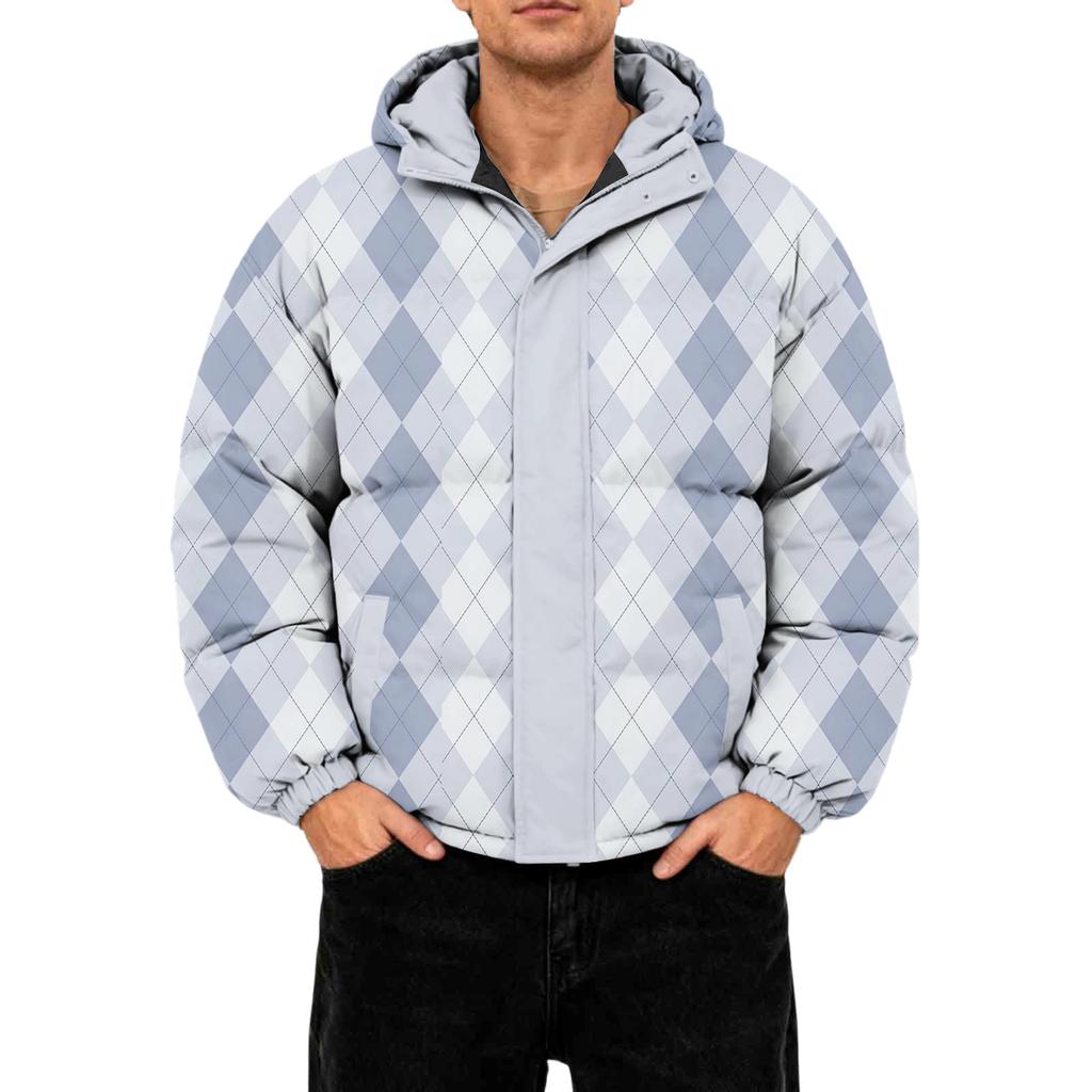 Men's Oversized Casual Down Jacket With Long Sleeves And Hood