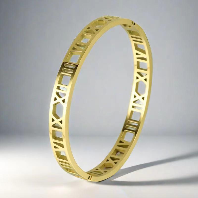 Women's Titanium Steel Bracelet with Inlaid Diamonds - Elegant Starry Design, Non-Fading, INS Style, High-End Full Diamond Bangle.