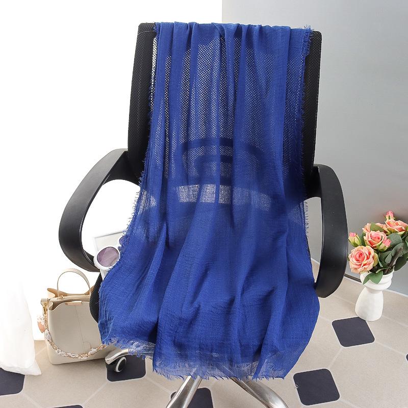 Sciarpa grande da donna in cotone e lino di colore puro: Foulard musulmano primaverile/estivo, telo mare, scialle con protezione solare