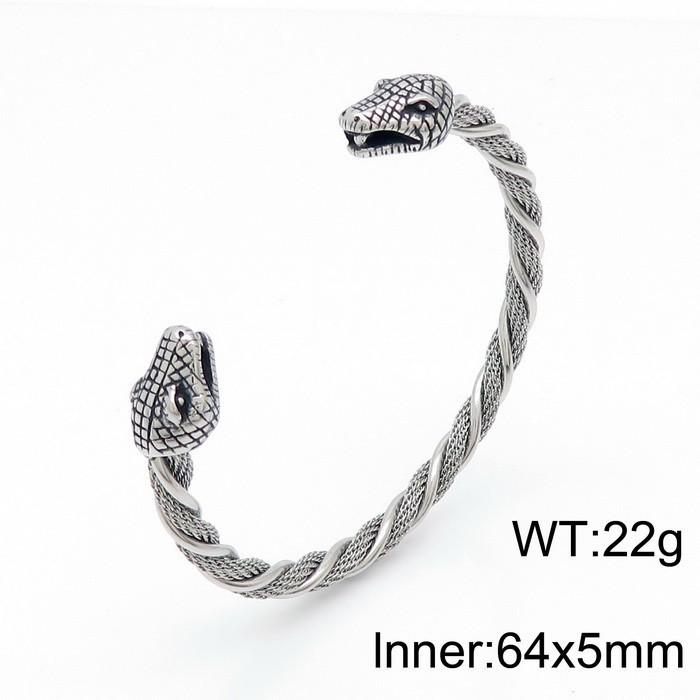 

Personalized Snake Series Bracelet, Punk Retro Cool Tide Diamond-Encrusted Red/Green-Eyed Snake Titanium Steel Men S Open Bracelet